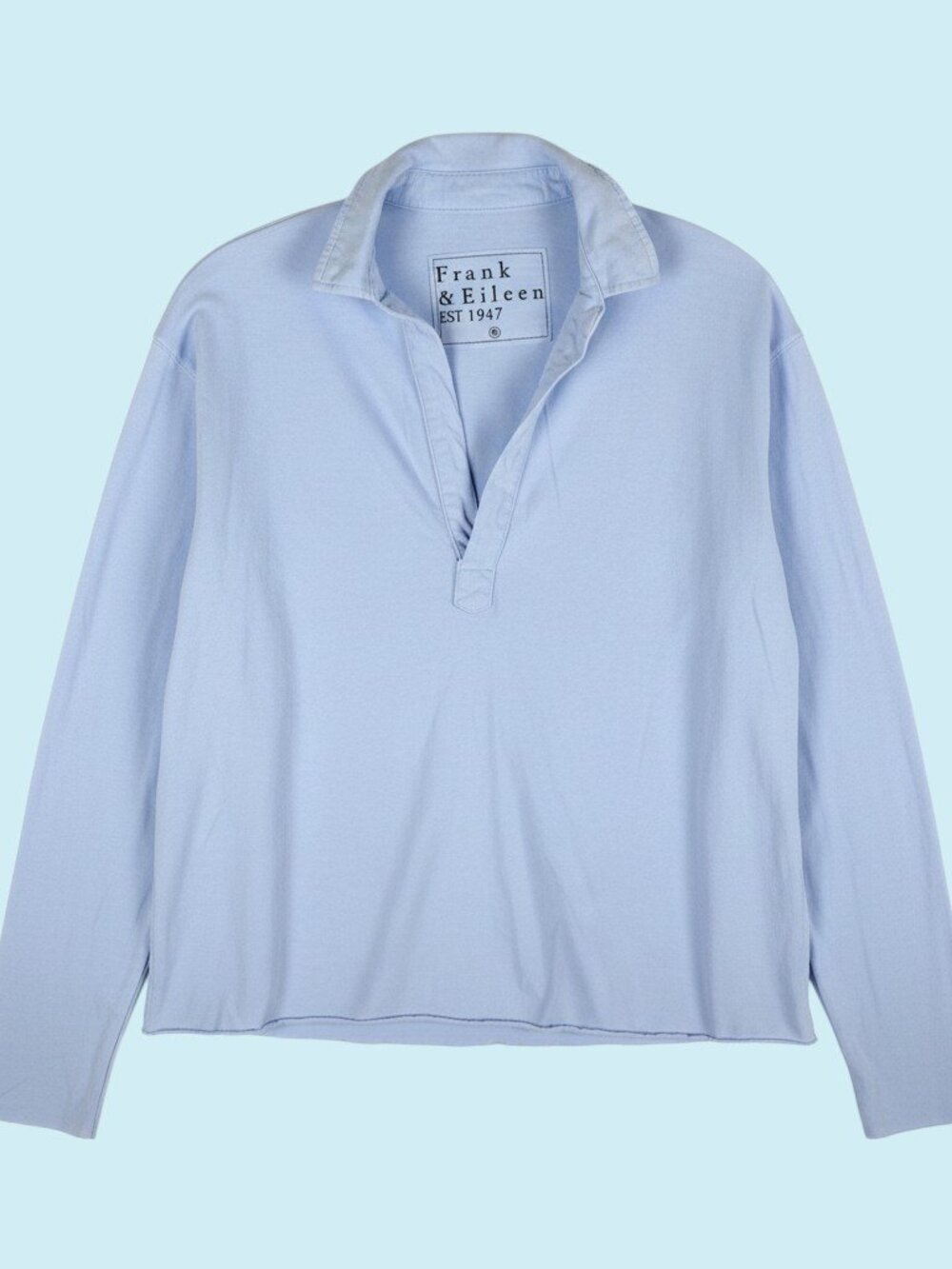 Frank & Eileen Patrick Popover Henley XS Light Blue Coastal Preppy Classic Boho